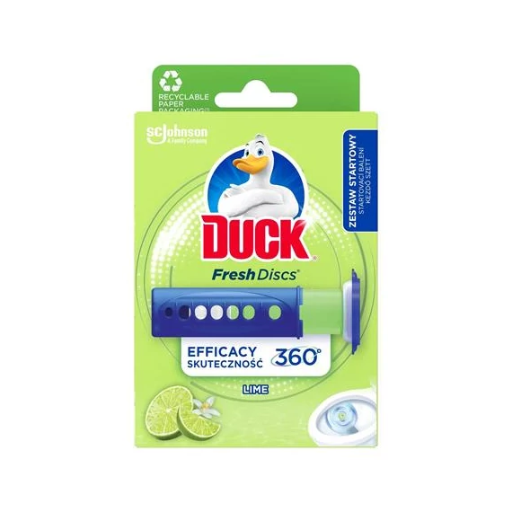 WC tisztító korong adagolóval, 36 ml, DUCK "Fresh Discs", lime 