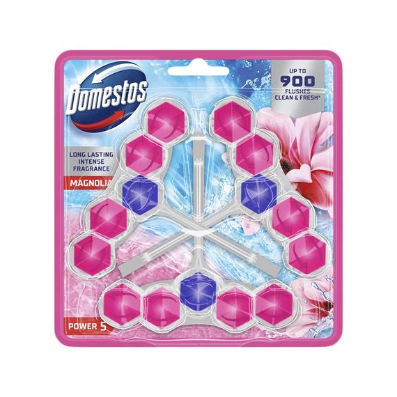 WC frissítő blokk, 3 db-os, DOMESTOS "Power 5", magnólia