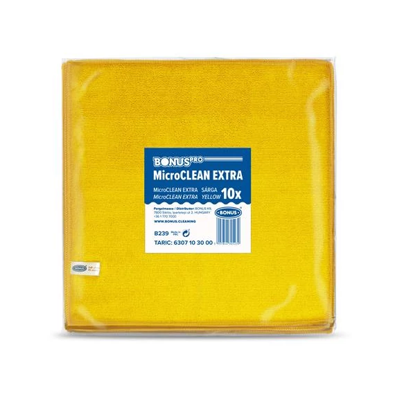Törlőkendő, univerzális, 10 db, 40x40 cm, BONUS "MicroCLEAN Extra", sárga