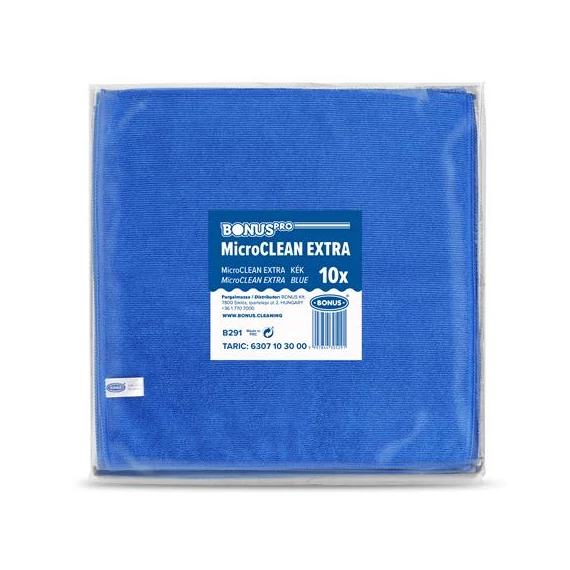 Törlőkendő, univerzális, 10 db, 40x40 cm, BONUS "MicroCLEAN Extra", kék