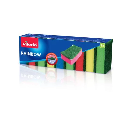 Mosogatószivacs, 9 db, VILEDA "Rainbow"