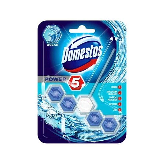 WC frissítő blokk, 1 db-os, DOMESTOS "Power 5", óceán