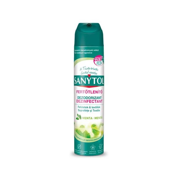 Légfrissítő, fertőtlenítő, 300 ml, SANYTOL, menta