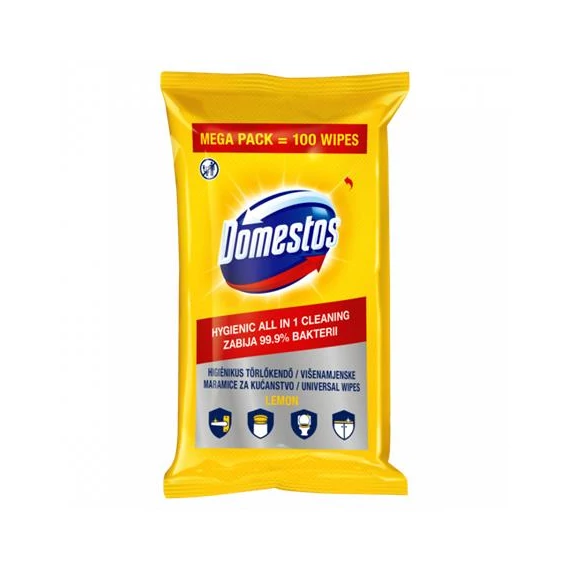 Nedves törlőkendő, 100 db, DOMESTOS "XXL citrus"
