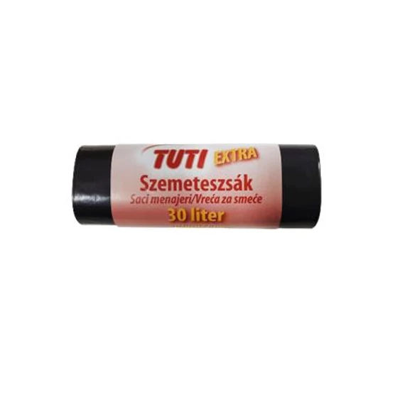Szemeteszsák, extra erős, 30 l, 20 db, 50x60 cm, 15 µ, TUTI "Extra", fekete