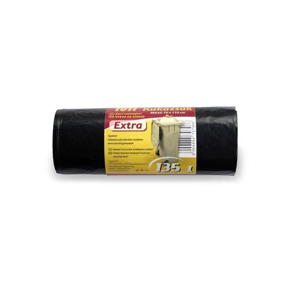 Szemeteszsák, extra erős, 135 l, 10 db, 70x110 cm, 27 µ, TUTI "Extra", fekete