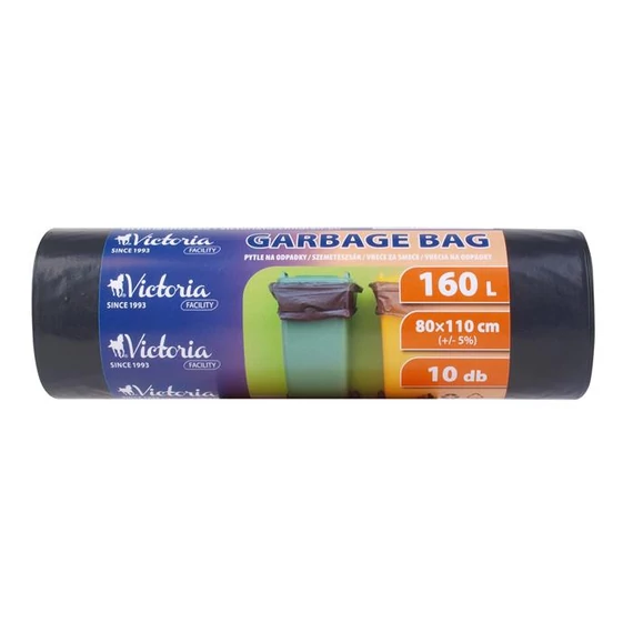 Szemeteszsák, 160 l, 10 db, 80x110 cm, VICTORIA FACILITY