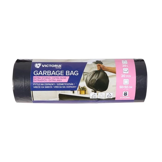 Szemeteszsák, extra erős, 20 l, 20 db, 50x50 cm, VICTORIA FACILITY Szemeteszsák, extra erős, 20 l, 20 db, 50x50 cm, VICTORIA FACILITY