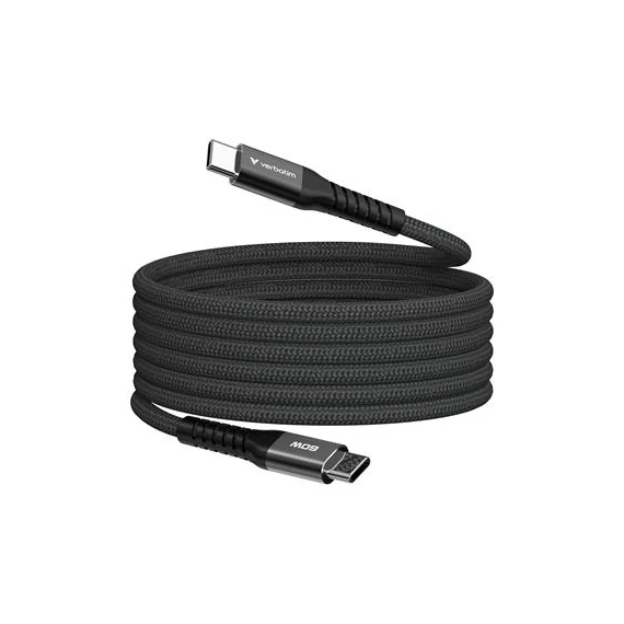 USB kábel, USB-C - USB-C, 1,2 m, 60W, mágneses, VERBATIM, fekete