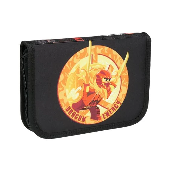 Tolltartó, klapnis, cipzáras, töltött, LEGO "Ninjago Dragon Energy", fekete-mintás