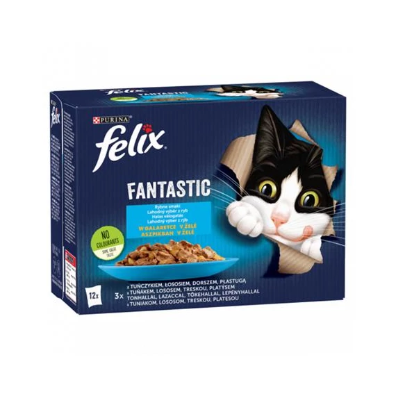 Macskaeledel, 12x85 g, FELIX "Fantastic", halas válogatás