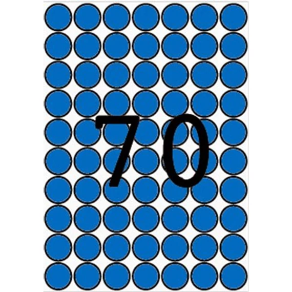 Etikett, 19 mm kör, színes, A5 hordozón, APLI, kék, 560 etikett/csomag Etikett, 19 mm kör, színes, A5 hordozón, APLI, kék, 560 etikett/csomag
