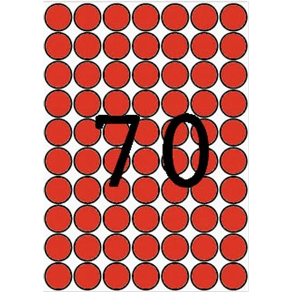 Etikett, 19 mm kör, színes, A5 hordozón, APLI, piros, 560 etikett/csomag Etikett, 19 mm kör, színes, A5 hordozón, APLI, piros, 560 etikett/csomag