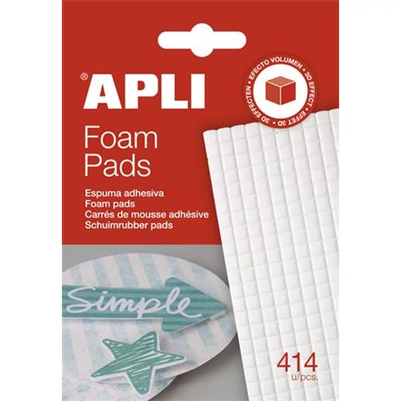Ragasztó négyzetek, 414 db/csomag, kétoldalas, APLI Ragasztó négyzetek, 414 db/csomag, kétoldalas, APLI