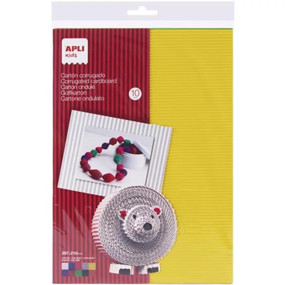 Hullámkarton, 297x210 mm, 10 ív, APLI Kids, vegyes színek Hullámkarton, 297x210 mm, 10 ív, APLI Kids, vegyes színek