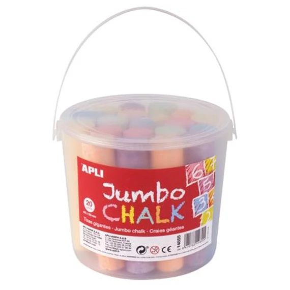 Aszfaltkréta, kerek, jumbo, 20 darabos, APLI, vegyes színek Aszfaltkréta, kerek, jumbo, 20 darabos, APLI, vegyes színek