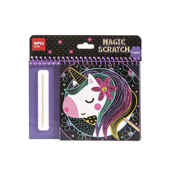 Képkarcoló füzet, APLI Kids "Magic Scratch", unikornis