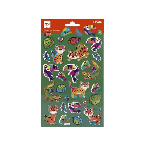 Matrica, fémes hatású, APLI Kids "Stickers", dzsungel