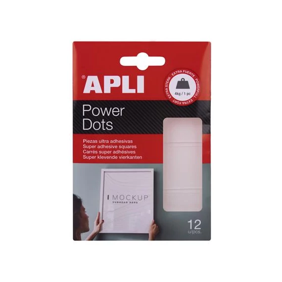 Ragasztó négyzetek, extra erős, 12 db/csomag, kétoldalas, APLI Ragasztó négyzetek, extra erős, 12 db/csomag, kétoldalas, APLI