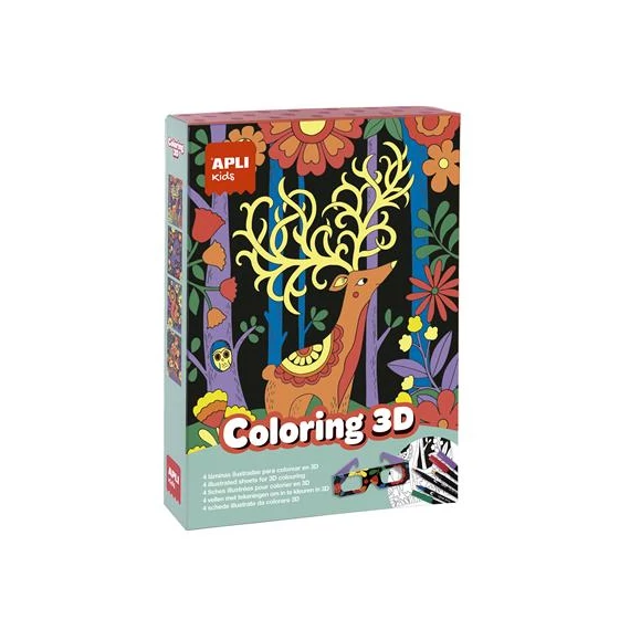 3D hatású színező szett, APLI Kids "Coloring 3D", 11 részes
