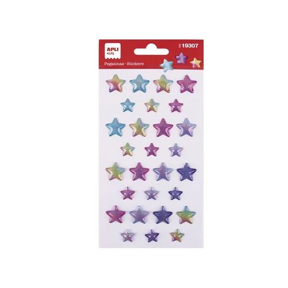 Matrica, domború, APLI Kids "Stickers", tündöklő csillagok