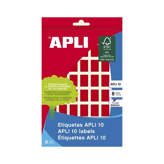 Etikett, 12x18 mm, kézzel írható, színes, kerekített sarkú, APLI, piros, 448 etikett/csomag Etikett, 12x18 mm, kézzel írható, színes, kerekített sarkú, APLI, piros, 448 etikett/csomag