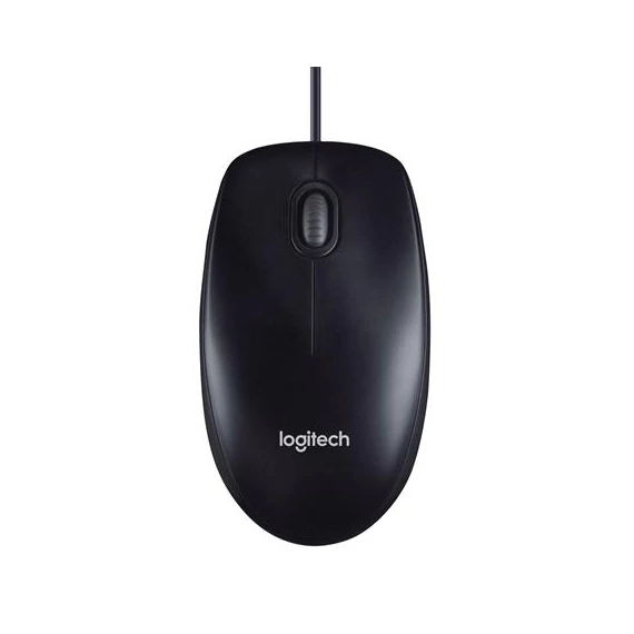 Egér, vezetékes, optikai, normál méret, USB, LOGITECH "M100", fekete
