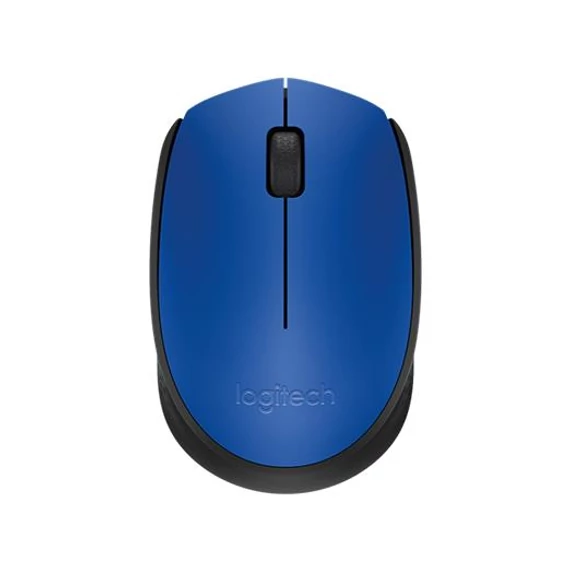 Egér, vezeték nélküli, optikai, közepes méret, USB, LOGITECH "M171", kék
