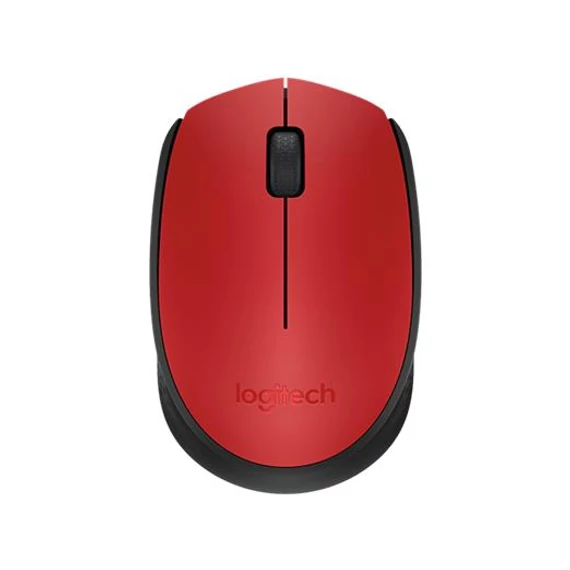 Egér, vezeték nélküli, optikai, közepes méret, USB, LOGITECH "M171", piros