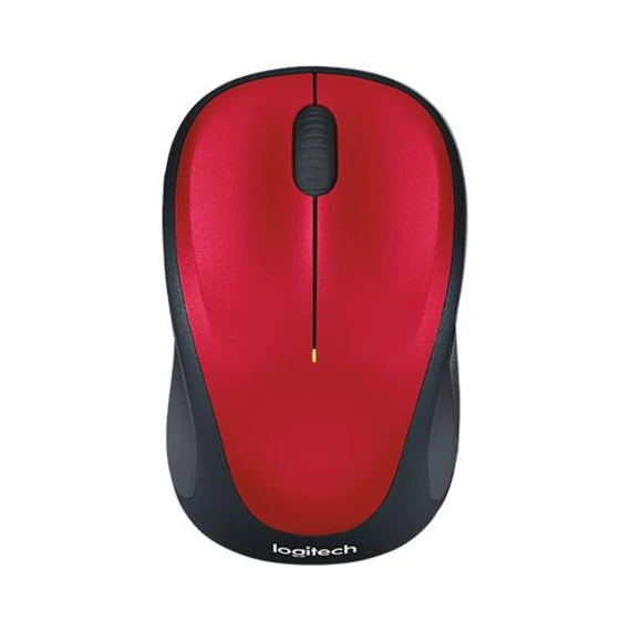 Egér, vezeték nélküli, optikai, közepes méret, USB, LOGITECH "M235", piros