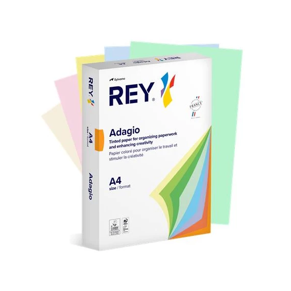 Másolópapír, színes, A4, 80 g, 5x100 lap, REY "Adagio", pasztell mix, 500 lap/csomag