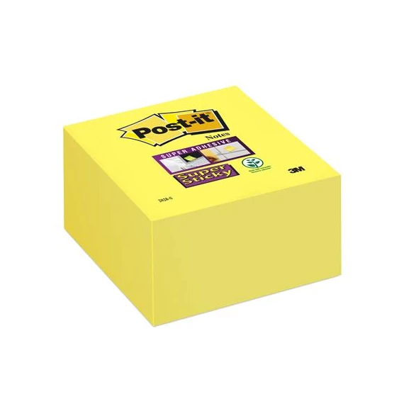 Öntapadó jegyzettömb, 76x76 mm, 350 lap, 3M POSTIT "Super Sticky", sárga