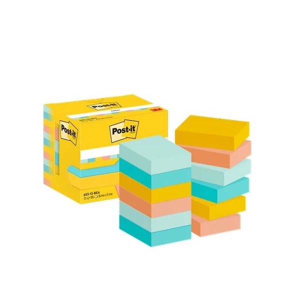 Öntapadó jegyzettömb, 38x51 mm, 12x100 lap, 3M POSTIT "Beachside", vegyes színek Öntapadó jegyzettömb, 38x51 mm, 12x100 lap, 3M POSTIT "Beachside", vegyes színek
