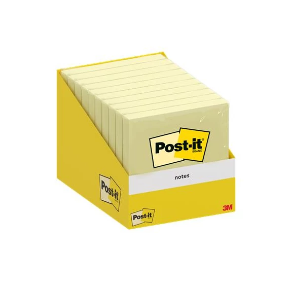 Öntapadó jegyzettömb, 76x76 mm, 100 lap, 3M POSTIT, kanári sárga
