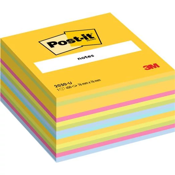 Öntapadó jegyzettömb, 76x76 mm, 450 lap, 3M POSTIT, vegyes színek