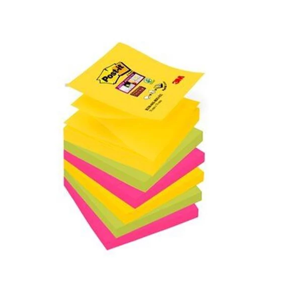 Öntapadó jegyzettömb, "Z", 76x76 mm, 6x90 lap, 3M POSTIT, "Super Sticky Carnival"