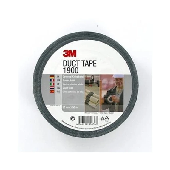 Ragasztószalag, szövet, 50 mm x 50 m, 3M "Duct Tape 1900", fekete, 24 tekercs
