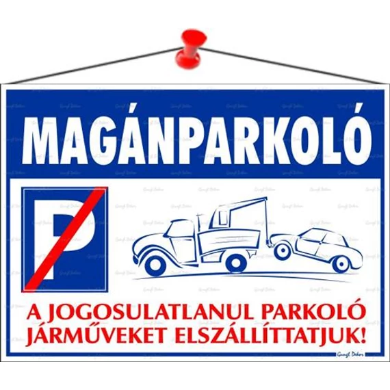 Információs tábla, 35x25 cm, "Magánparkoló"