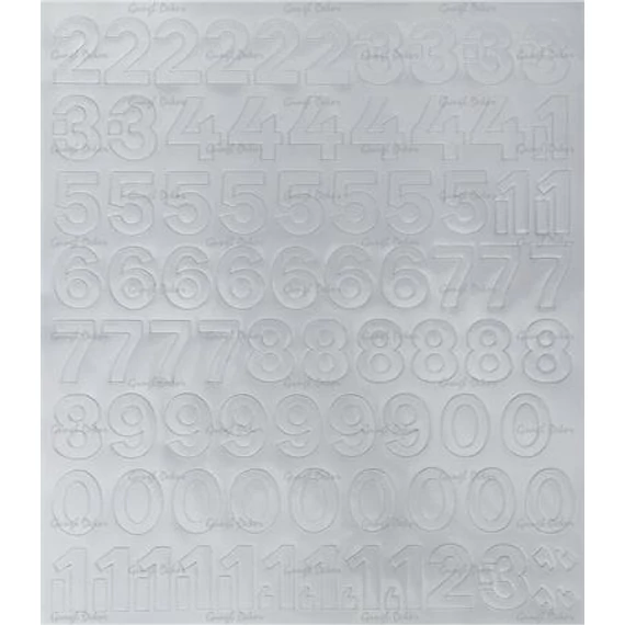 Öntapadós matrica, 2 cm-es, számlap, fehér