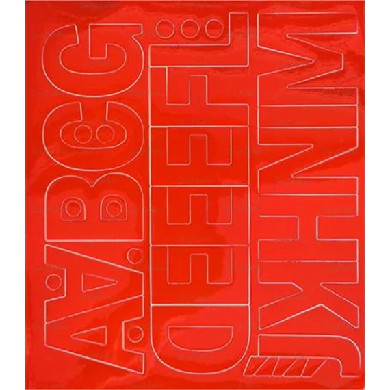 Öntapadós matrica, 5 cm-es, betűlap, ABC első fele, piros