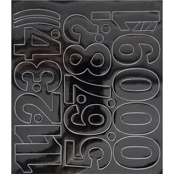 Öntapadós matrica, 5 cm-es, számlap, fekete