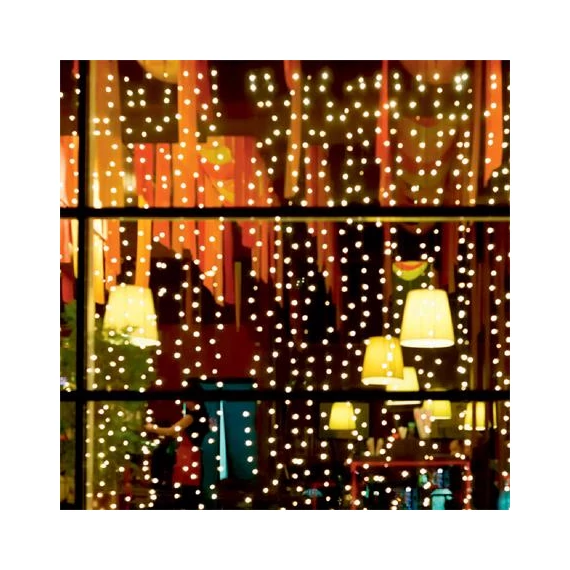 Fényfüggöny, kültéri, 400 db microLED, melegfehér, 2x2 m, HOME