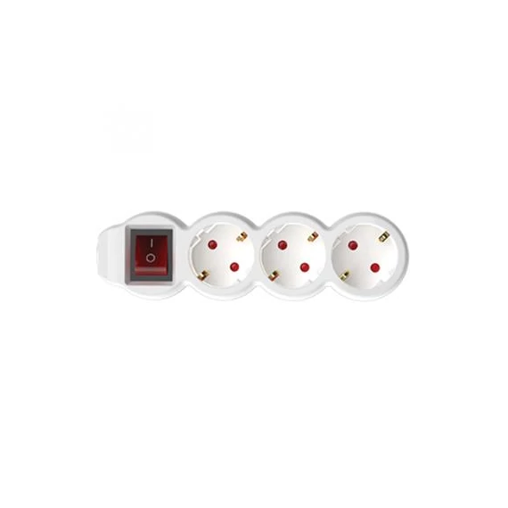 Elosztósor, 3 csatlakozóaljzat, 1,5 m kábelhosszúság, kapcsolóval, HOME, fehér