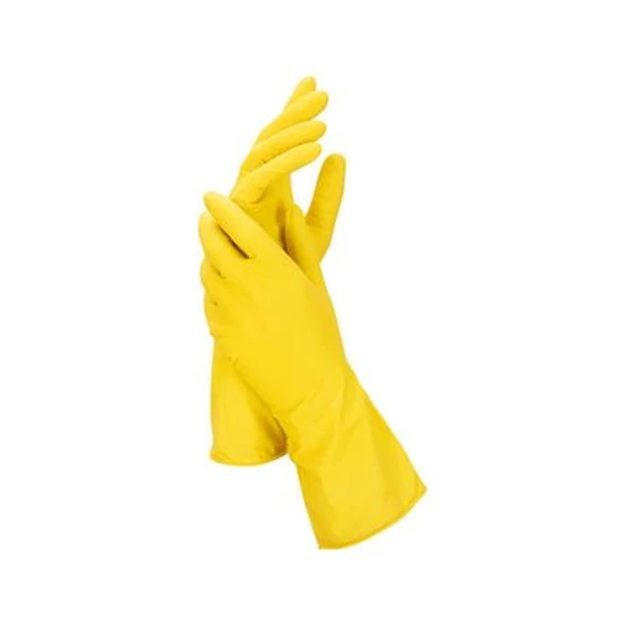 Gumikesztyű, háztartási, latex, M méret, sárga