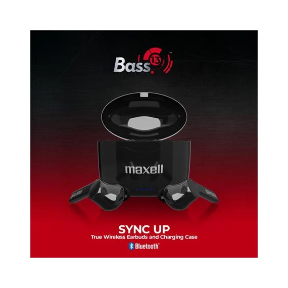 Fülhallgató, vezeték nélküli, Bluetooth 5.0, mikrofonnal, MAXELL "Bass 13", fekete