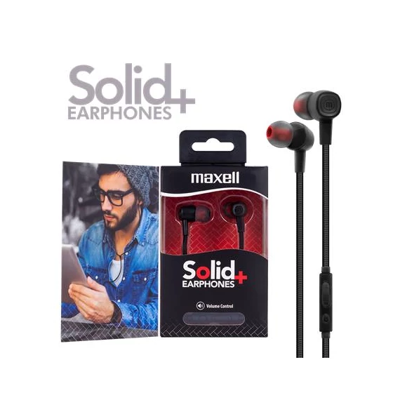 Fülhallgató, mikrofonnal, MAXELL "Solid+", fekete