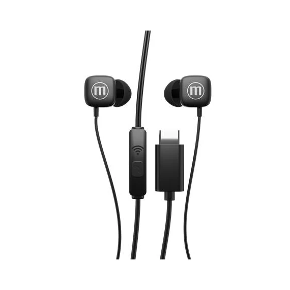 Fülhallgató, mikrofonnal, USB-C, MAXELL "Square+", fekete