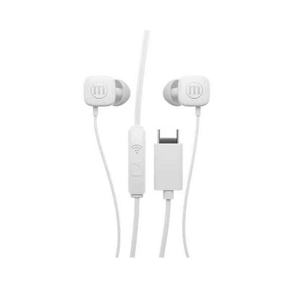 Fülhallgató, mikrofonnal, USB-C, MAXELL "Square+", fehér