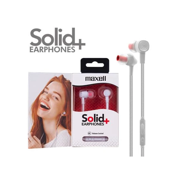 Fülhallgató, mikrofonnal, MAXELL "Solid+", fehér Fülhallgató, mikrofonnal, MAXELL "Solid+", fehér