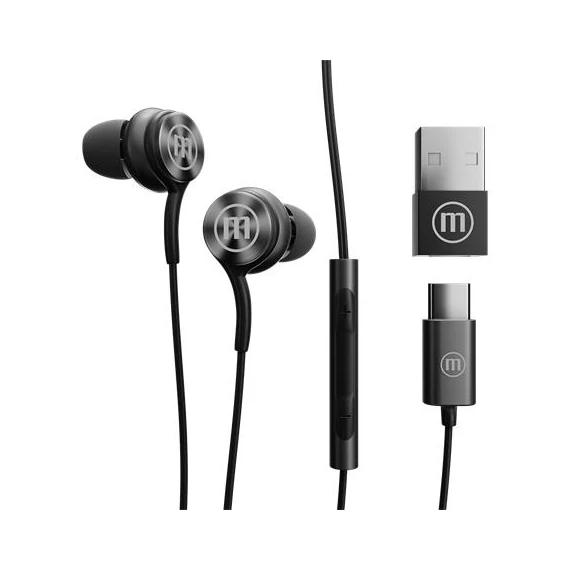 Fülhallgató, mikrofonnal, USB-C, MAXELL "XC1", fekete